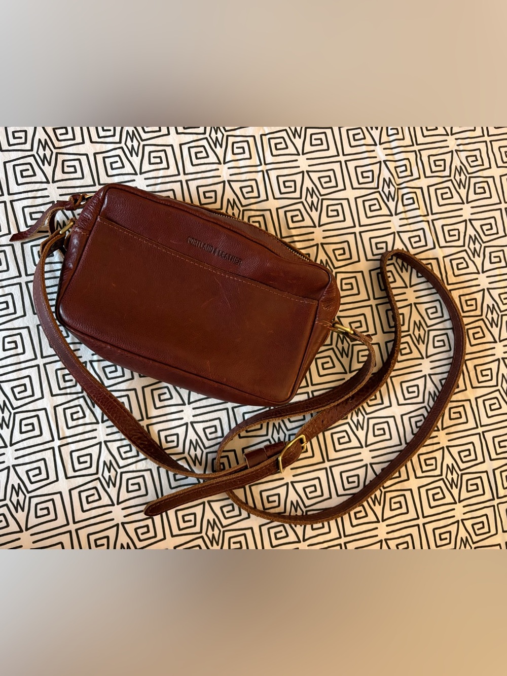 Portland Leather Large Camera Bag Purse in Nutmeg